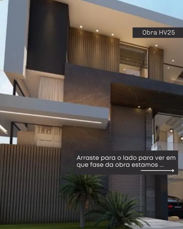 Publicação do perfil @brisa.eng: Obra HV25 vista da rua, com brises e pedra natural